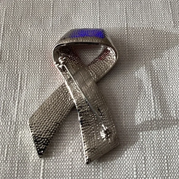 Red, White and Blue Silver Tone Rhinestone Brooch - Picture 2 of 2